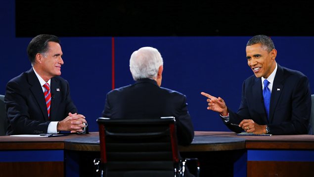 Mitt Romney et Barack Obama lors de leur troisième débat