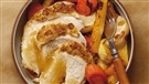 Dindon rôti à la moutarde et pommes au four à l'érable