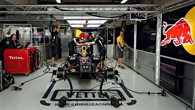 Le garage de l'équipe Red Bull