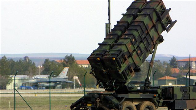 Base de lanzamiento de misiles Patriot desplegada en Turquie en 2003 por Holanda.