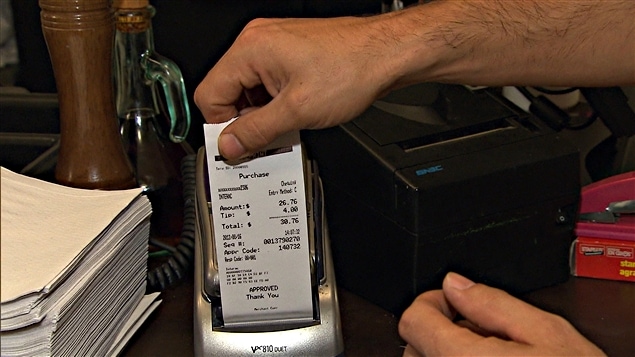 Facture émise dans un restaurant