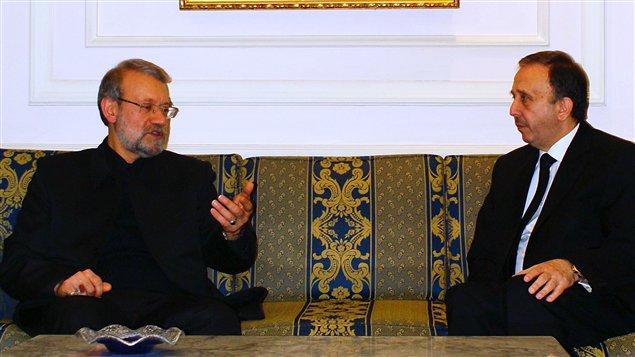 Le président du Parlement syrien, Mohammed Jihad al-Laham, et son homologue iranien, Ali Larijani