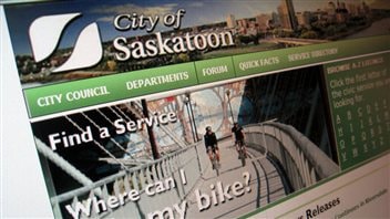 La page d'accueil du site web de la ville de Saskatoon.