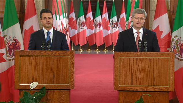 Le président mexicain Enrique Pena Nieto et Stephen Harper.