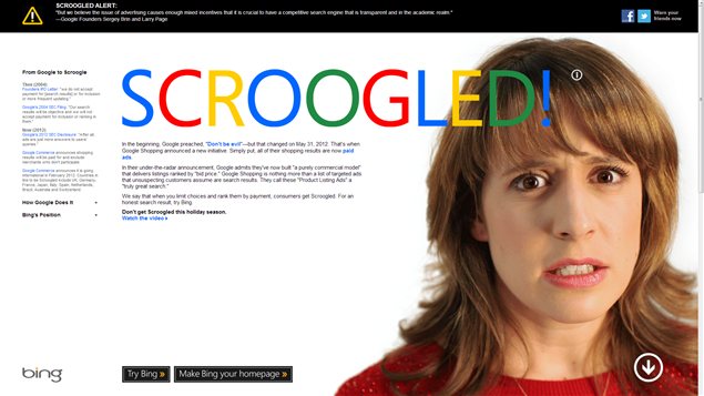 Microsoft met en garde les consommateurs qui choisiraient de faire leurs emplettes des Fêtes sur Google, à l'occasion de sa plus récente offensive pour attirer les internautes vers son moteur de recherche Bing.