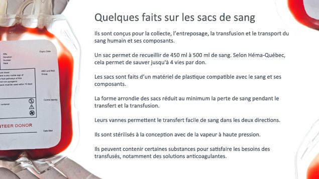 Quelques faits sur les sacs de sang