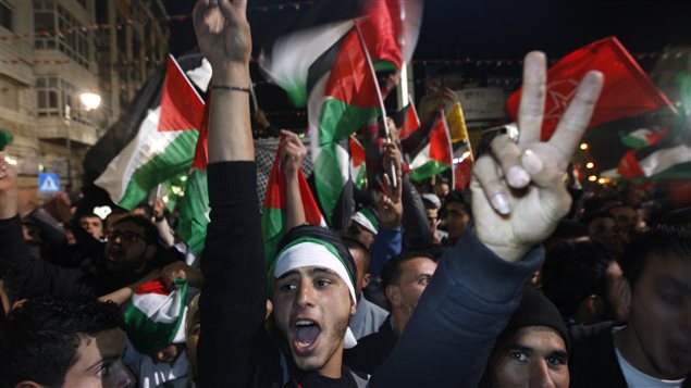 من احتفالات رام الله عقب قبول فلسطين دولة مراقب في الأمم المتحدة في 29 تشرين الثاني (نوفمبر) 2012