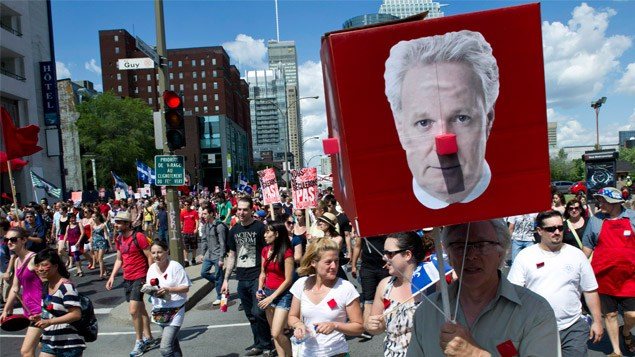 Des étudiants lors d'une manifestation, le printemps dernier à Montréal