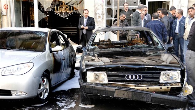 Traces d'un des attentats à Damas