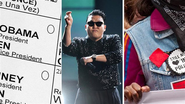 Bulletin de vote, les lunettes du chanteur Psy et le carré rouge. Bulletin de vote, les lunettes du chanteur Psy et le carré rouge.