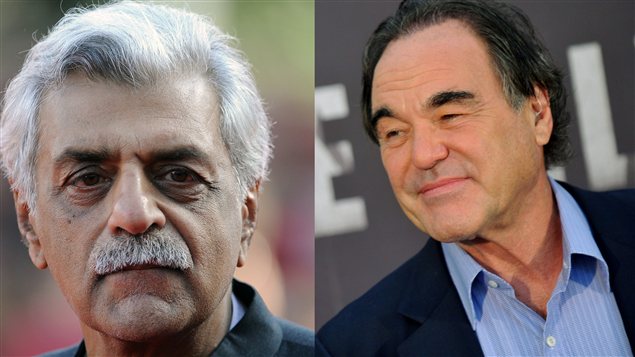 Tariq Ali (� Damien Meyer/AFP) et Oliver Stone (� Tiziana Fabi / AFP)