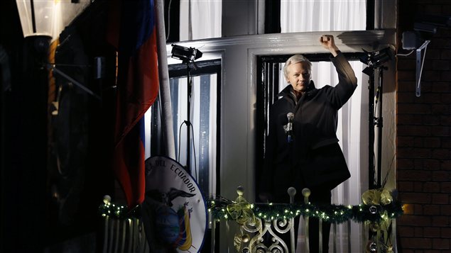 Julian Assange a fait une allocution du balcon de l'ambassade de l'Équateur, à Londres.