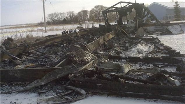 La maison détruite par les flammes dans la municipalité rurale de Springfield