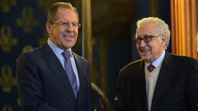 L'émissaire des Nations unies pour la Syrie, Lakhdar Brahimi et le ministre russe des Affaires étrangères, Sergeï Lavrov