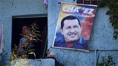 Une affiche du pr�sident Hugo Chavez � Caracas