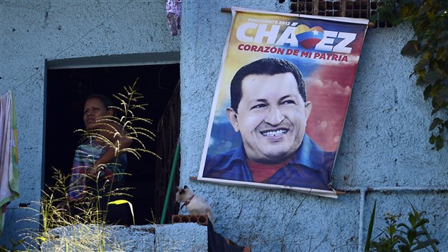 Une affiche du pr�sident Hugo Chavez � Caracas
