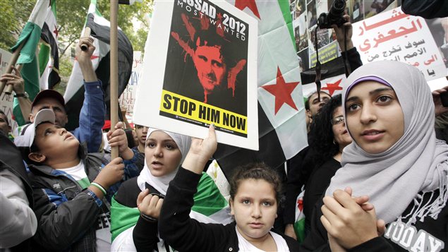Manifestation d'Américains originaires de Syrie, devant les Nations unies à New-York, le 26 septembre 2012