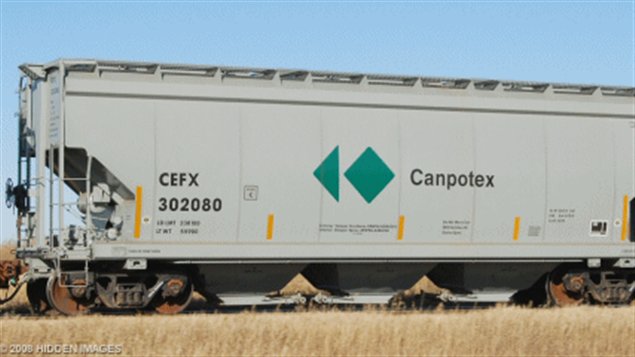 Wagon de Canpotex qui transporte de la potasse