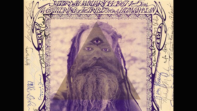 D�tail d'une affiche de l'�v�nement Human Be-in.