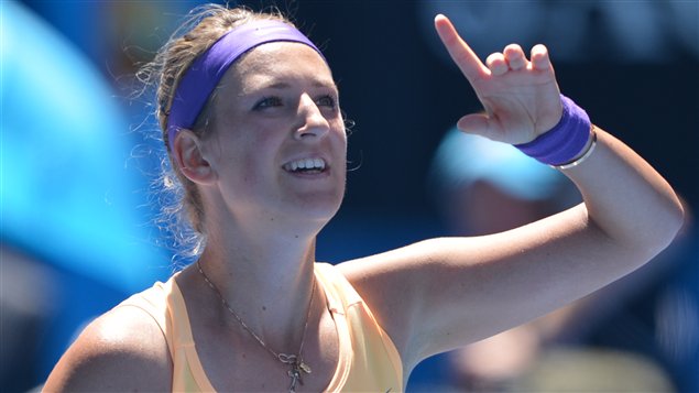 Victoria Azarenka après sa victoire de 6-1 et 6-4 contre Monica Niculescu