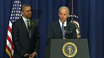 Barack Obama et Joe Biden en conférence de presse