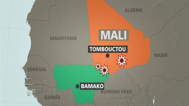 Carte géographique du Mali et des zones récentes des conflits armés