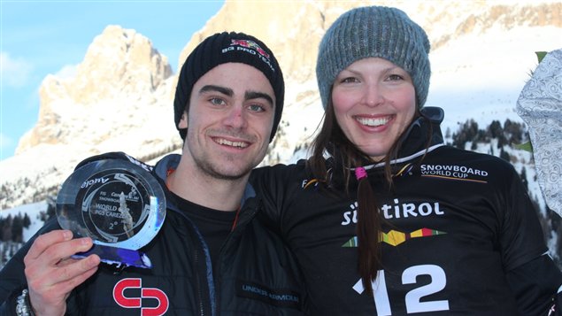 Caroline Calvé après sa deuxième place à Carezza avec son coéquipier Indrik Trahan