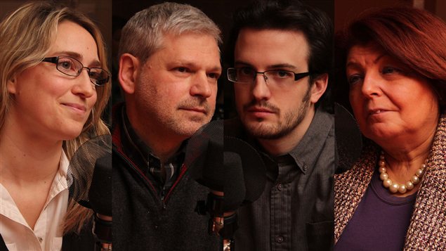  Delphine Folliet, Victor Armony,  Guillaume Marois et Aida Kamar �Radio-Canada/Marie-Sandrine Auger