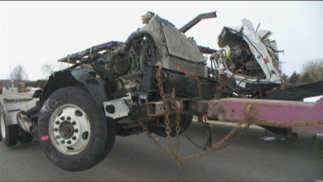 L'accident mortel impliquait deux poids lourds.