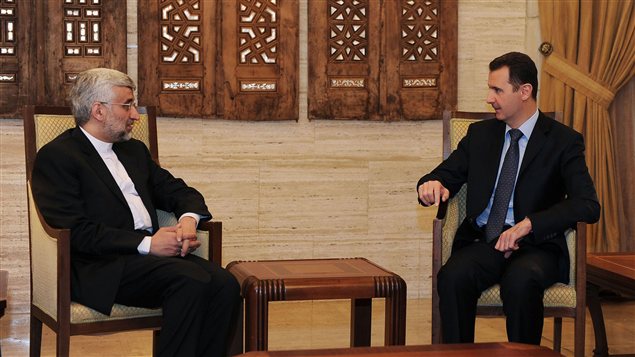 Bachar Al-Assad lors d'un entretien le 3 février avec Saïd Jalili, qui préside le Conseil national iranien de sécurité