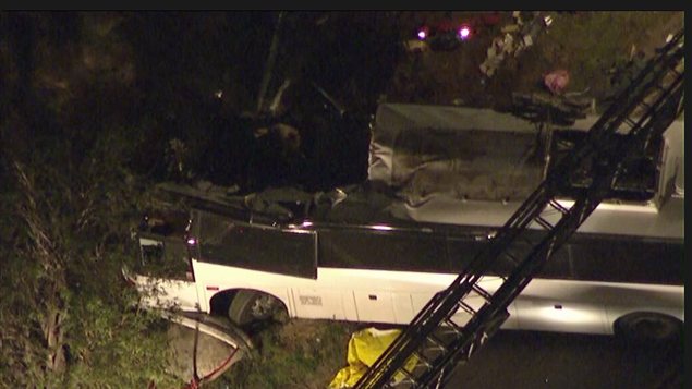 Le bus accidenté à 80 kilomètres de Los Angeles, dimanche soir