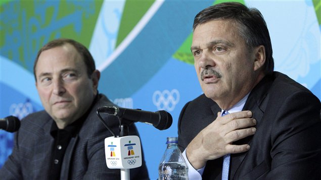 Gary Bettman et René Fasel à Vancouver en 2010.