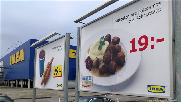Publicité d'Ikea, en Suède, annonçant ses célèbres boulettes à la viande