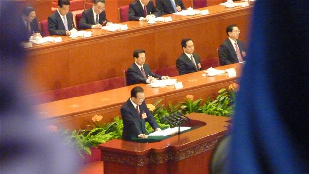 Wen Jiabao, le premier ministre sortant, à l'Assemblée nationale populaire de Chine