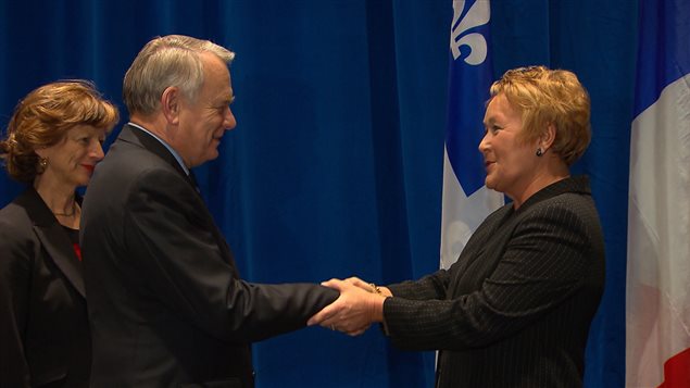 La première ministre du Québec, Pauline Marois, rencontre le premier ministre de la France, Jean-Marc Ayrault