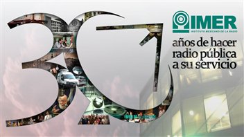 Logo de celebración del Instituto Mexicano de la Radio, IMER, por sus 30 años al aire como radio pública en México.