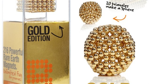 Annonce publitaire pour les Buckyballs aux Etats-Unis.