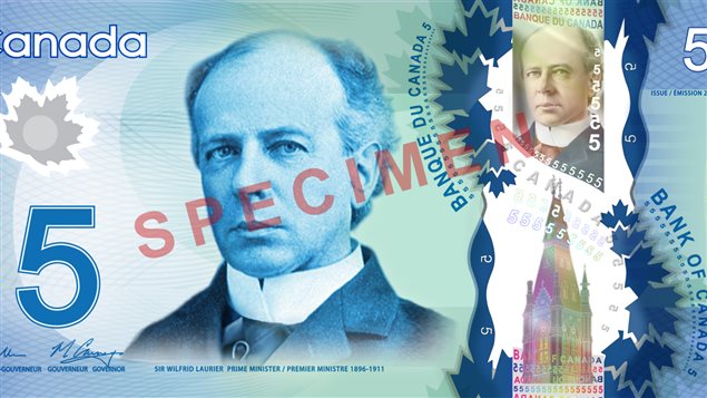 Le recto du nouveau billet de 5 $ en polymère dévoilé par la Banque du Canada, le 30 avril 2013.
