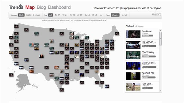 Carte interactive des vidéos les plus populaires sur YouTube