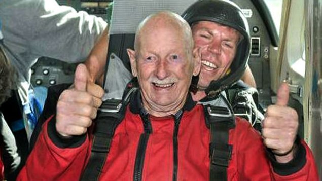 Legge wanted to try bungee jumping, but was afraid his old bones would come apart so he switched to sky-diving instead. 