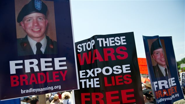 Une manifestation avait été organisée samedi à Fort Meade, au Maryland, pour exiger l'abandon des accusations déposées contre Bradley Manning.