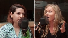 Deux militantes québécoises du groupe Femen, Julianne Beaulac et Xenia Chernyshova. <i>Photo : Radio-Canada/Olivier Lalande</i> Deux militantes québécoises du groupe Femen, Julianne Beaulac et Xenia Chernyshova. <i>Photo : Radio-Canada/Olivier Lalande</i>