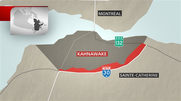 Carte géographique situant Kahnawake