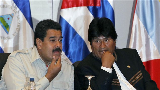 Los presidentes de Venezuela y Bolivia, Nicolás Maduro y Evo Morales