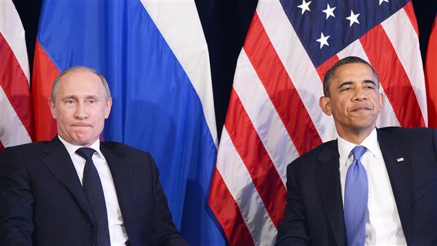 Vladimir Poutine et Barack Obama, lors d'une rencontre bilatérale tenue à l'occasion du sommet du G20 organisé au Mexique en 2012.