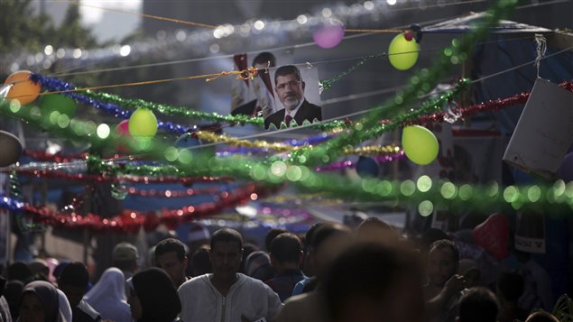 مؤيدو الرئيس المعزول محمد مرسي في ساحة رابعة العدوية 