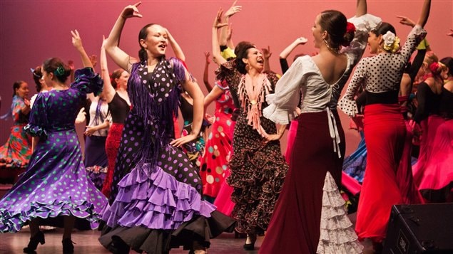 La alegría del flamenco, la expresión de las bailaoras (bailadoras), la estética, la coordinación y la técnica del baile. 