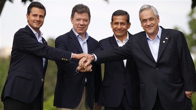 Los presidentes de México, Enrique Peña Nieto, Colombia, Juan Manuel santos, Perú, Ollanta Humala y Chile, Sebastián Piñera, en una cumbre que se llevó a cabo el pasado mes de mayo en Calí, Colombia. 