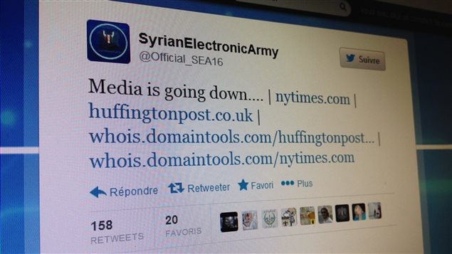 Message de l'Armée électronique syrienne sur Twitter, le 27 août 2013