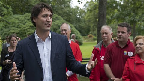 Justin Trudeau à Halifax lors de sa déclaration sur les réfugiés syriens le 30 août 2013
